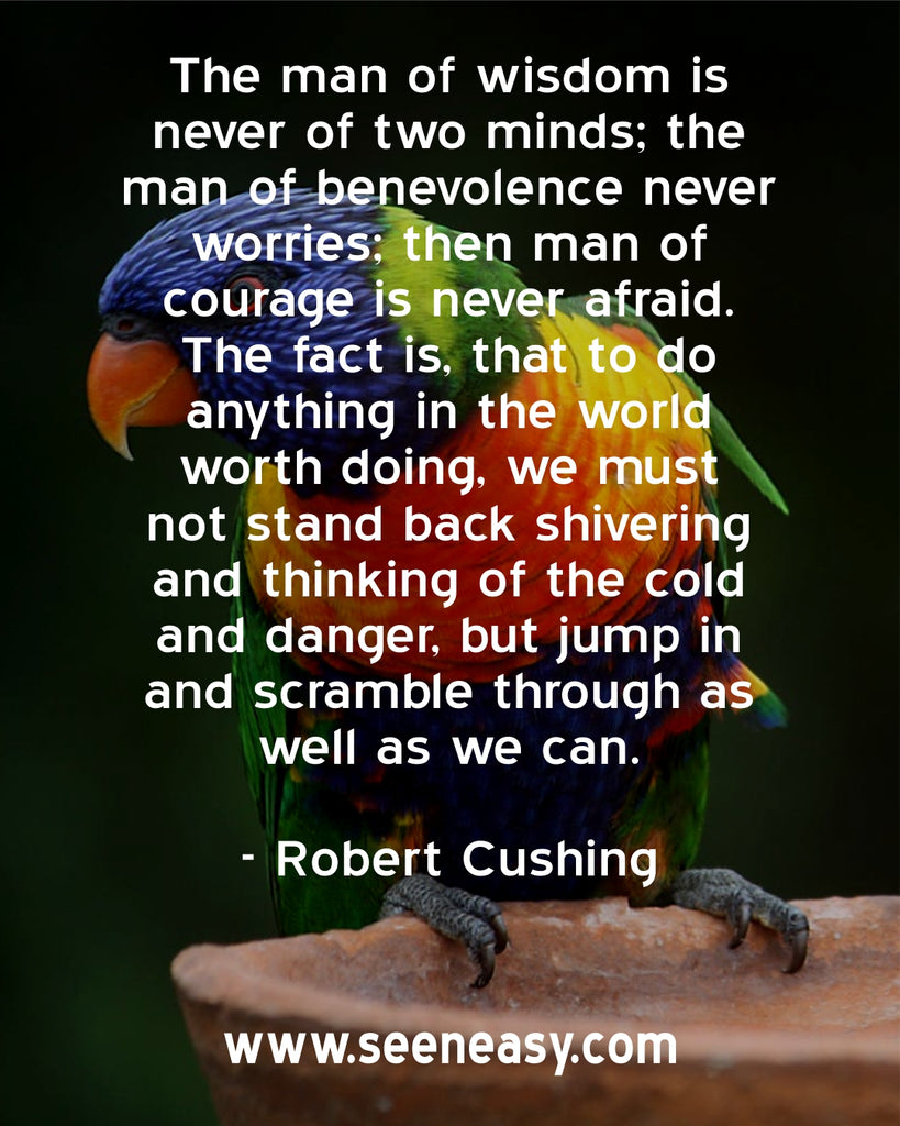 The man of wisdom is never of two minds; the man of benevolence never worries ....