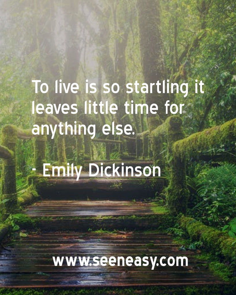 To live is so startling it leaves little time for anything else.