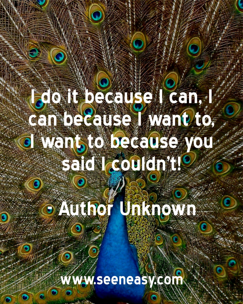 I do it because I can, I can because I want to, I want to because you said I couldn’t!