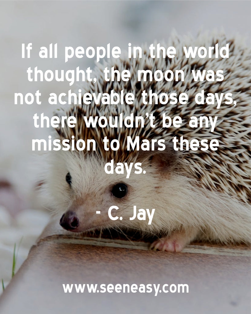 If all people in the world thought, the moon was not achievable those days, there wouldn’t be any mission to Mars these days.