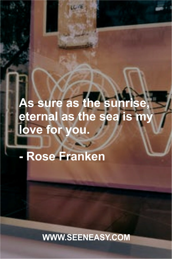 As sure as the sunrise, eternal as the sea is my love for you.