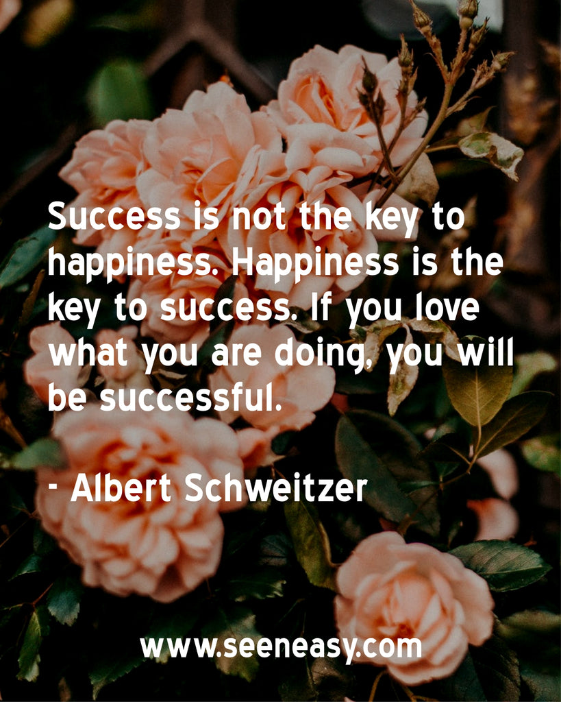 Success is not the key to happiness. Happiness is the key to success. If you love what you are doing, you will be successful.