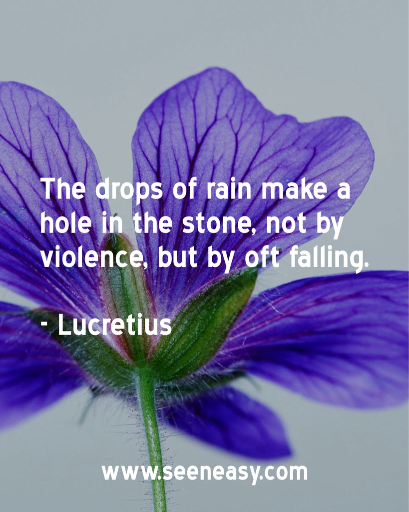 The drops of rain make a hole in the stone, not by violence, but by oft falling.