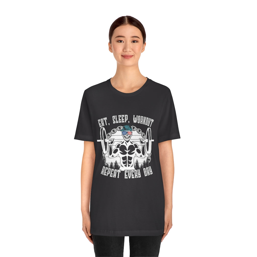 Workout Repeat Unisex Jersey Short Sleeve Tee