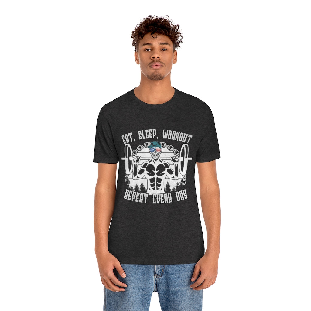 Workout Repeat Unisex Jersey Short Sleeve Tee