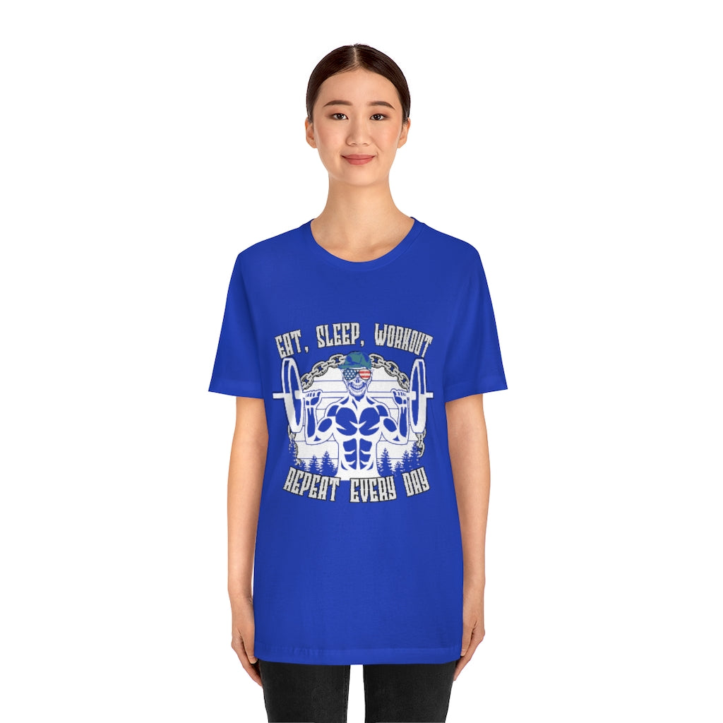 Workout Repeat Unisex Jersey Short Sleeve Tee