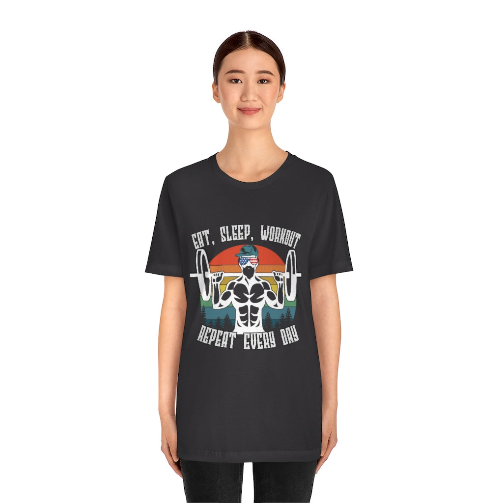 Workout Repeat Unisex Jersey Short Sleeve Tee