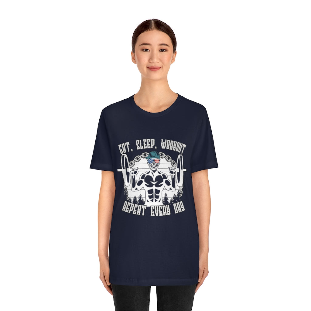 Workout Repeat Unisex Jersey Short Sleeve Tee
