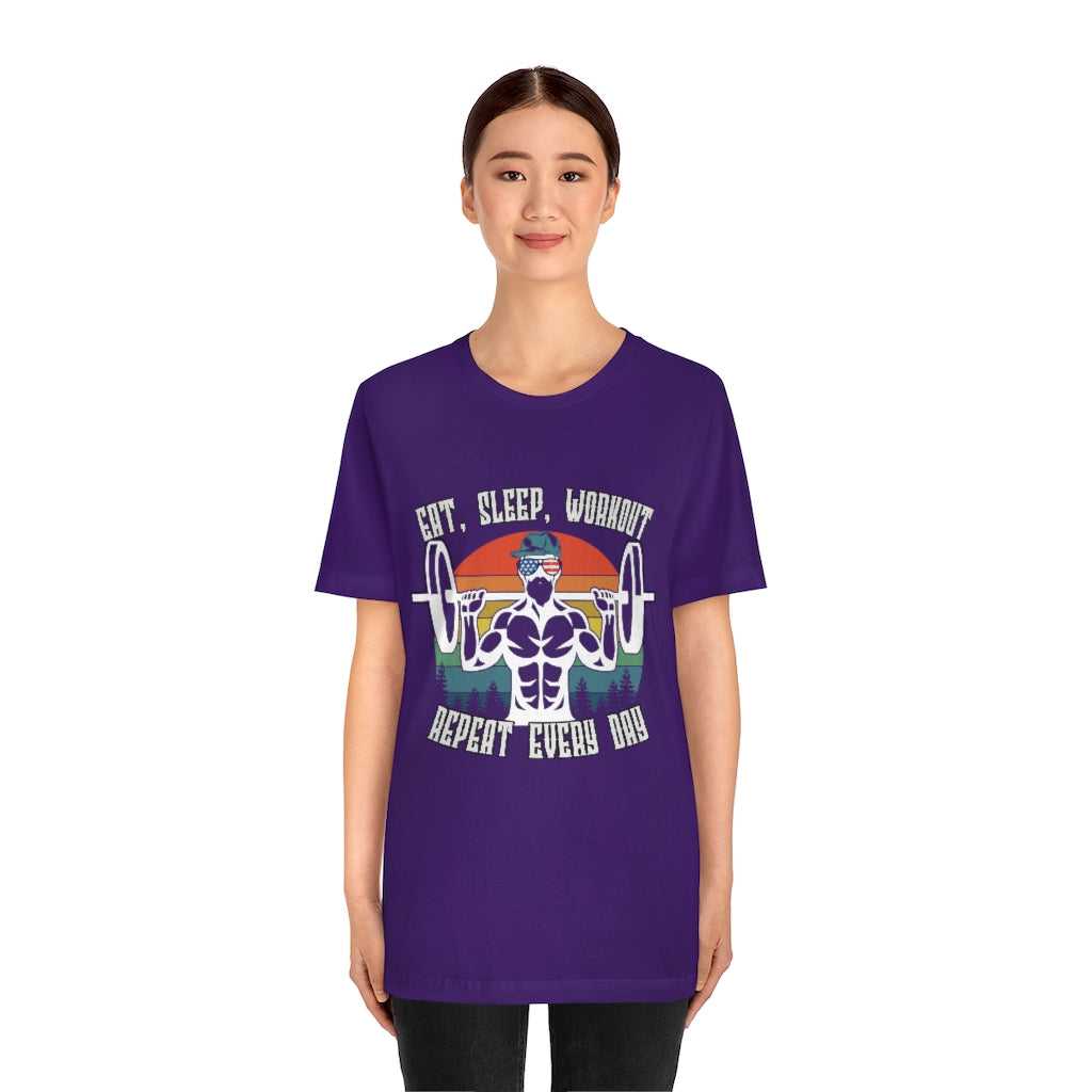Workout Repeat Unisex Jersey Short Sleeve Tee