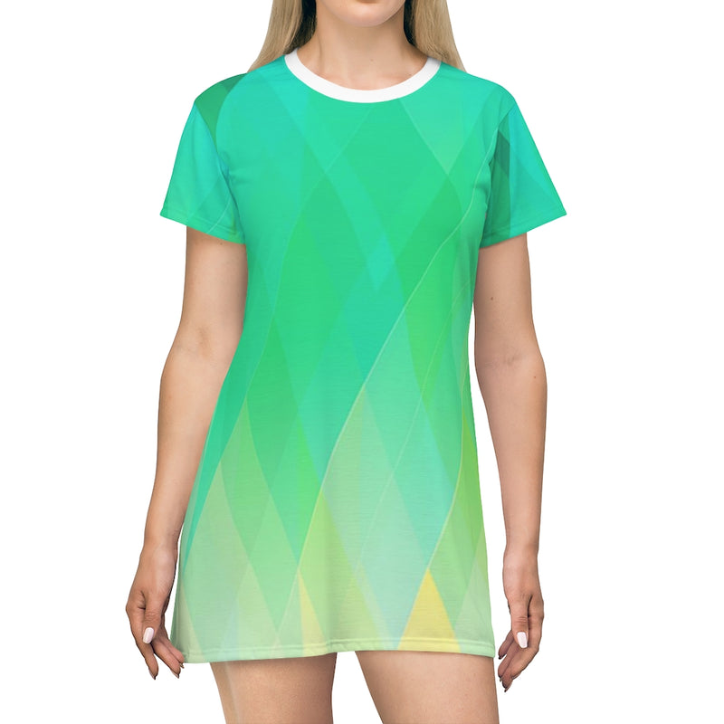 Plaid Geometric T-Shirt Dress