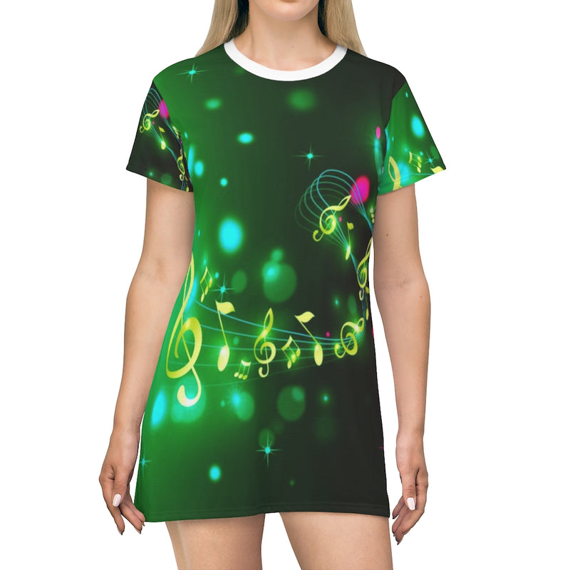 Golden Notes Music T-Shirt Dress