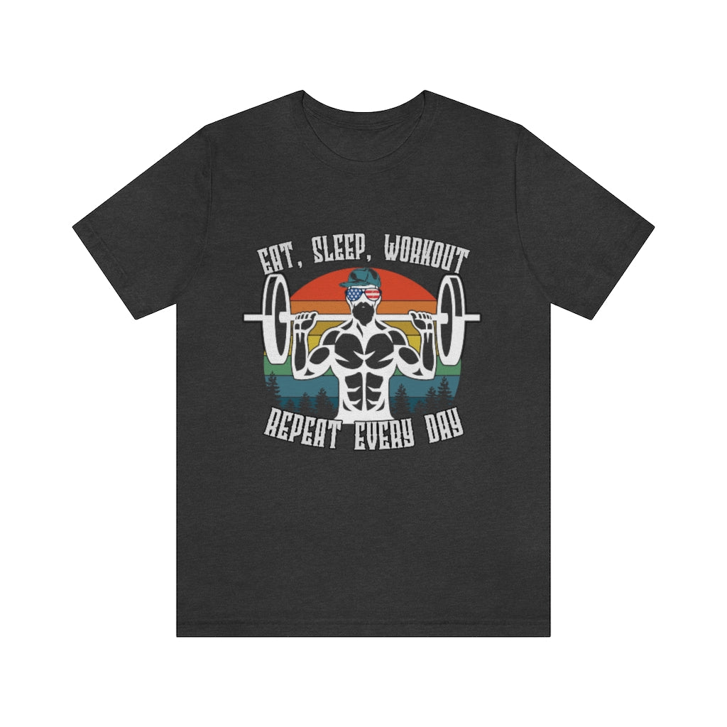 Workout Repeat Unisex Jersey Short Sleeve Tee