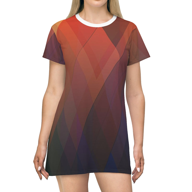 Plaid Geometric T-Shirt Dress