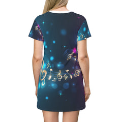 Golden Notes Music T-Shirt Dress
