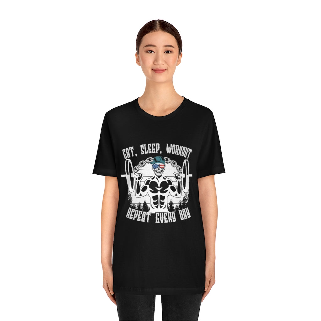 Workout Repeat Unisex Jersey Short Sleeve Tee