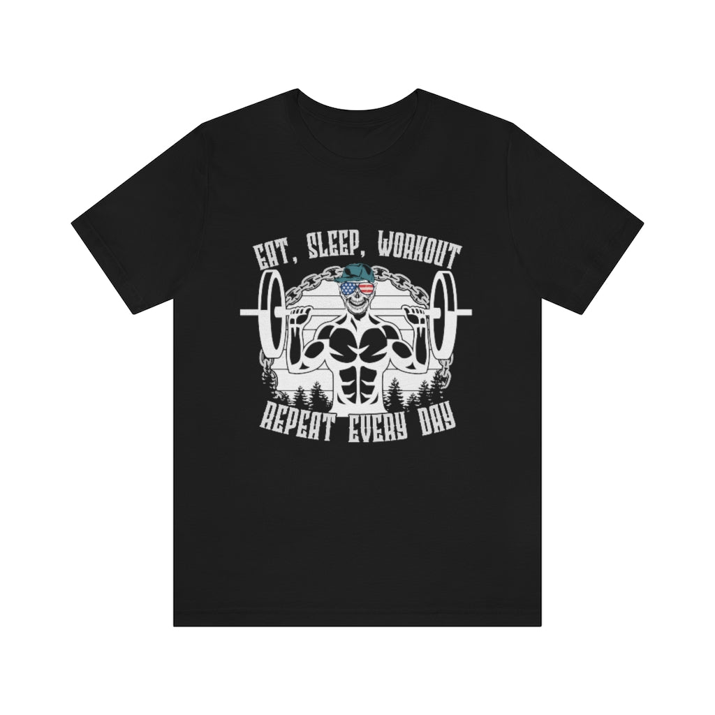 Workout Repeat Unisex Jersey Short Sleeve Tee