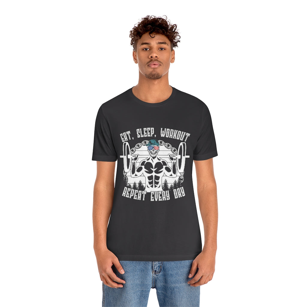 Workout Repeat Unisex Jersey Short Sleeve Tee