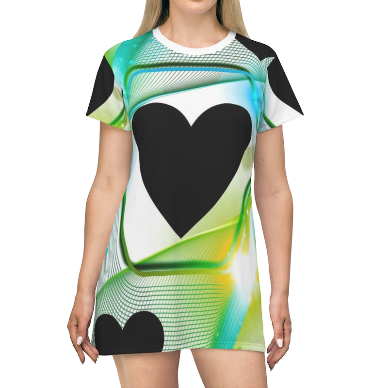 Hexagon Heart Geometric T-Shirt Dress