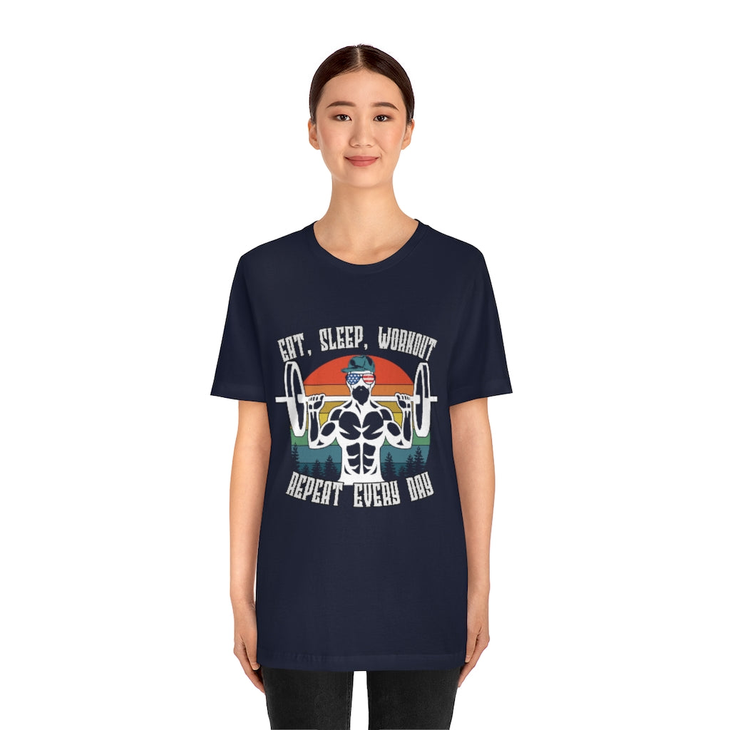 Workout Repeat Unisex Jersey Short Sleeve Tee