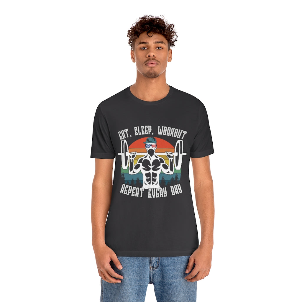 Workout Repeat Unisex Jersey Short Sleeve Tee