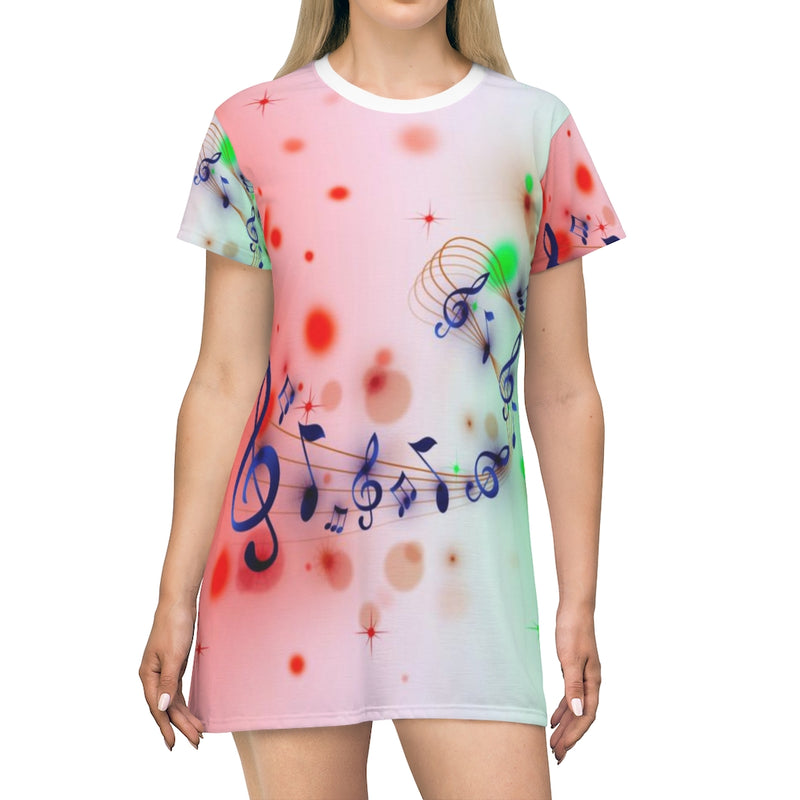 Golden Notes Music T-Shirt Dress