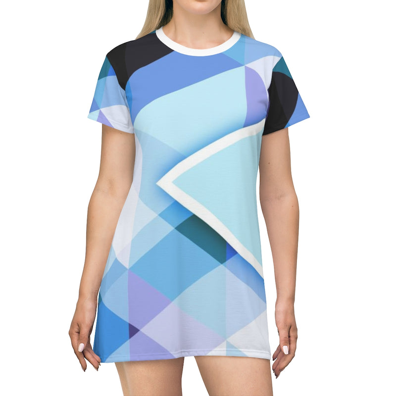 Plaid Geometric T-Shirt Dress