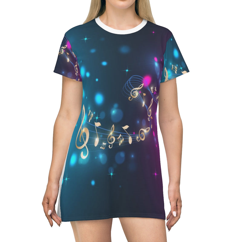 Golden Notes Music T-Shirt Dress