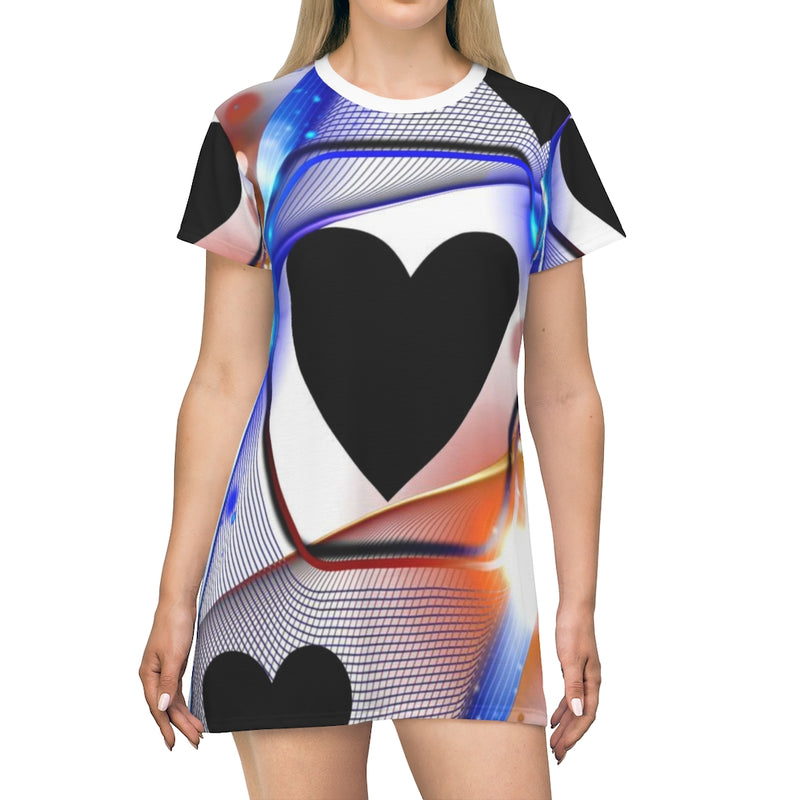 Hexagon Heart Geometric T-Shirt Dress