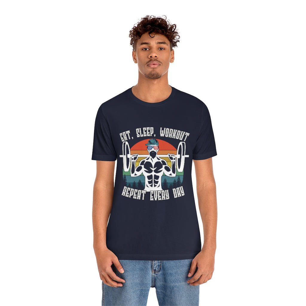 Workout Repeat Unisex Jersey Short Sleeve Tee