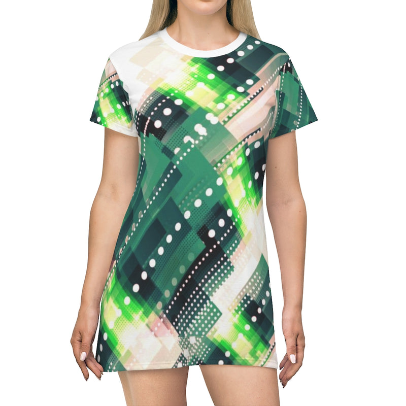 Ribbon Geometric T-Shirt Dress