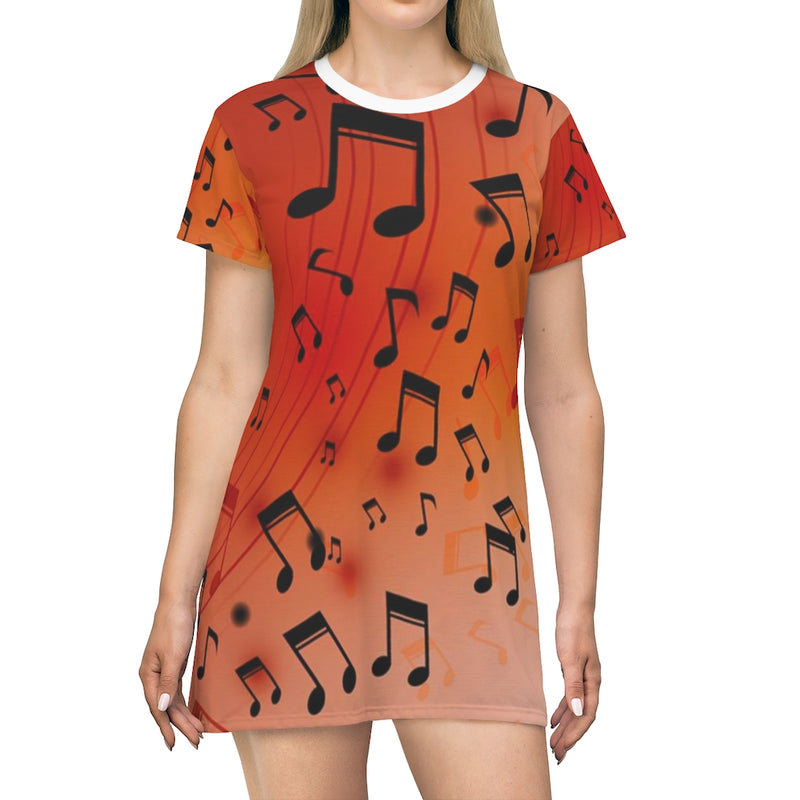 Curving Notes Music T-Shirt Dress