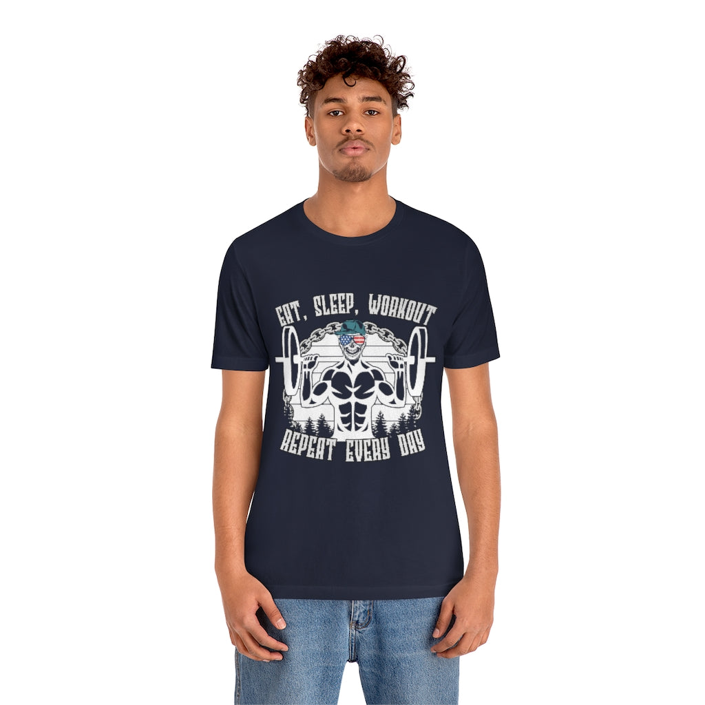 Workout Repeat Unisex Jersey Short Sleeve Tee