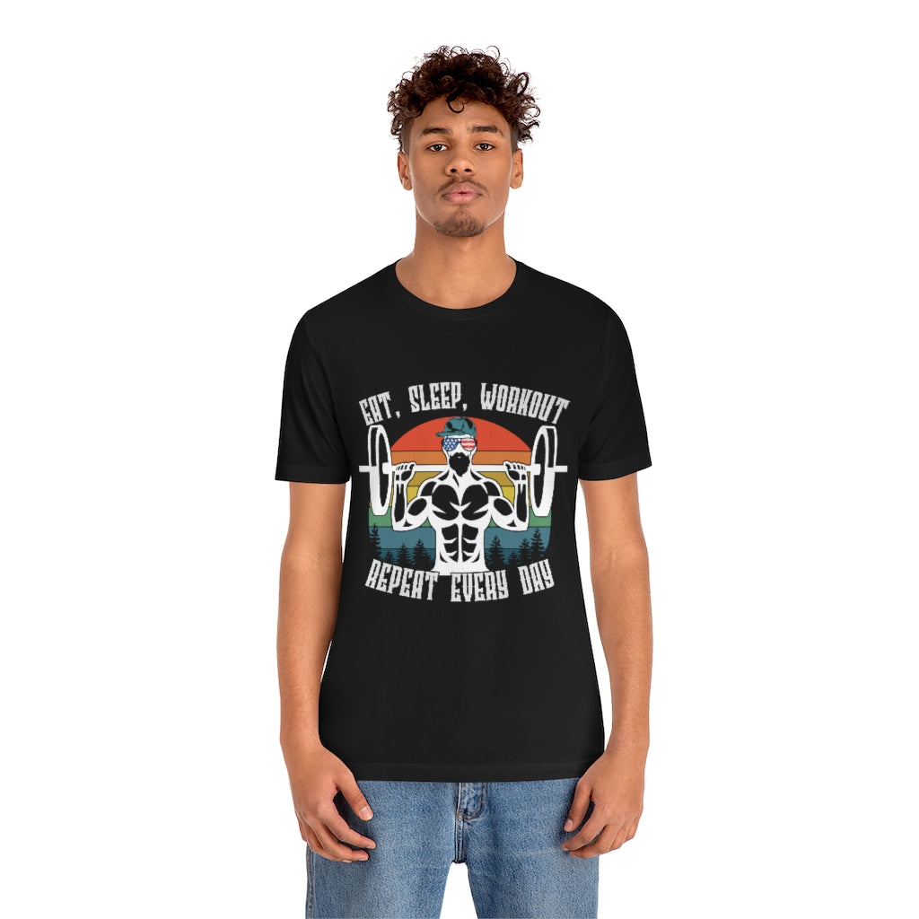 Workout Repeat Unisex Jersey Short Sleeve Tee