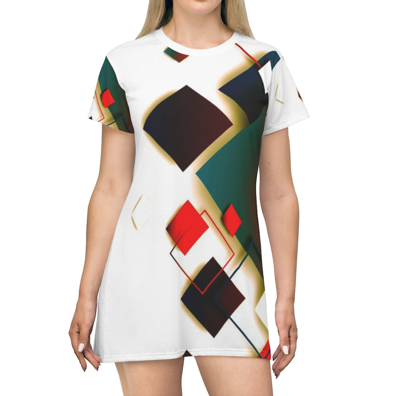 Cubed Geometric T-Shirt Dress