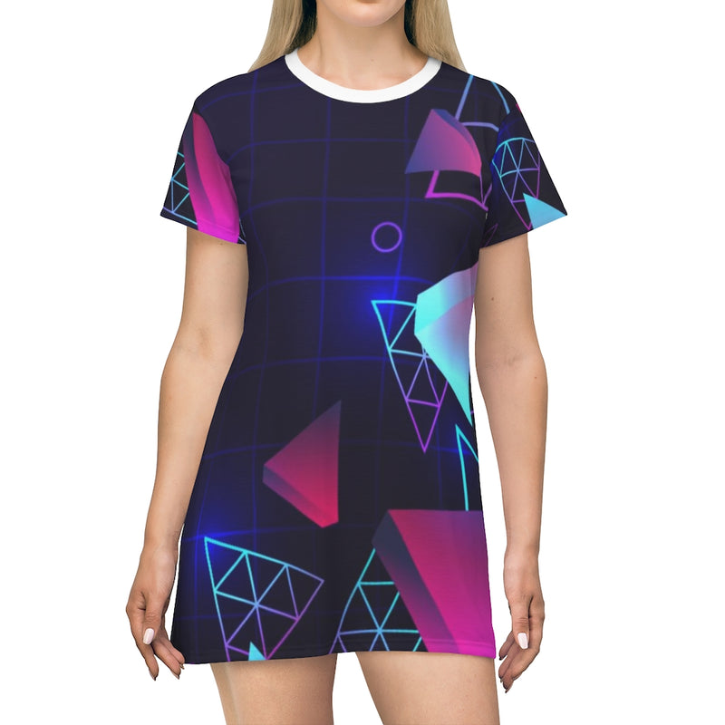 Retro Geometric T-Shirt Dress
