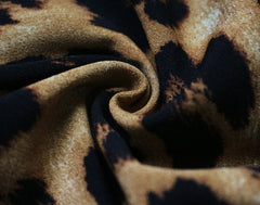 Long Sleeve Deep V-neck Leopard Dress