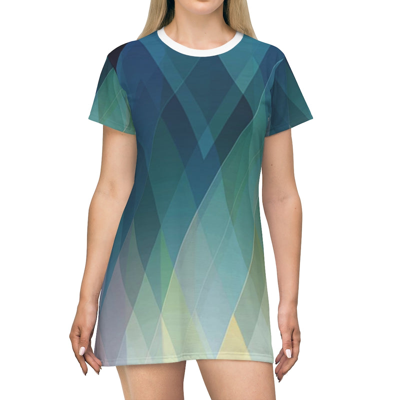 Plaid Geometric T-Shirt Dress