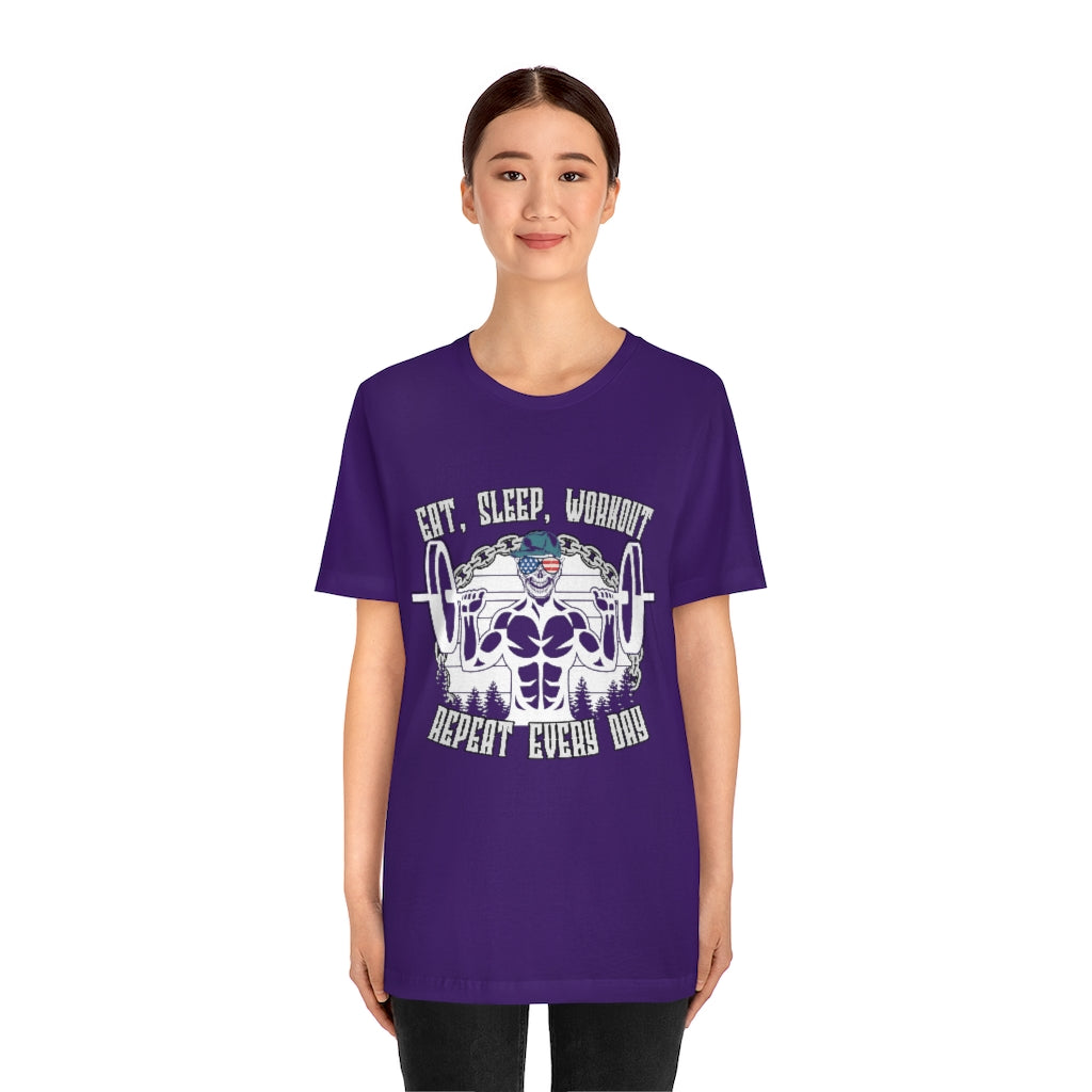 Workout Repeat Unisex Jersey Short Sleeve Tee