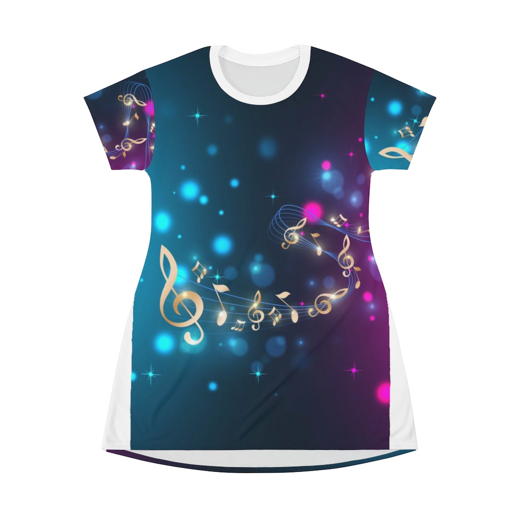 Golden Notes Music T-Shirt Dress