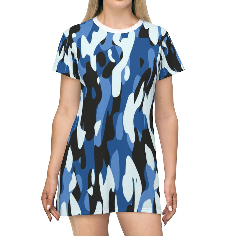 Blue Army Camo T-Shirt Dress