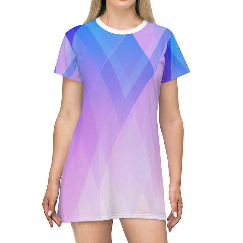 Plaid Geometric T-Shirt Dress