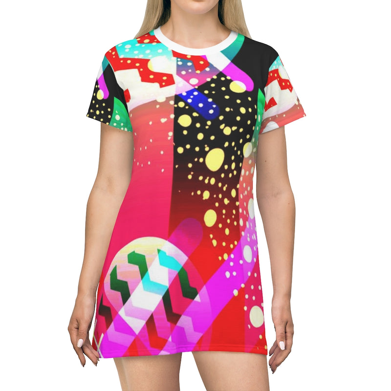 Zigzag Geometric T-Shirt Dress