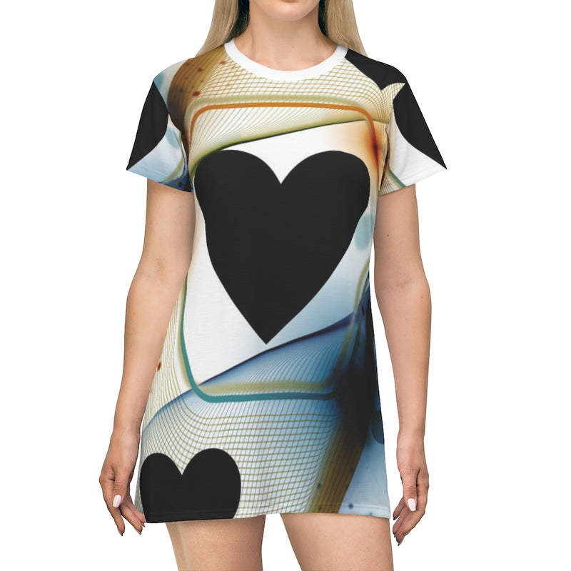 Hexagon Heart Geometric T-Shirt Dress