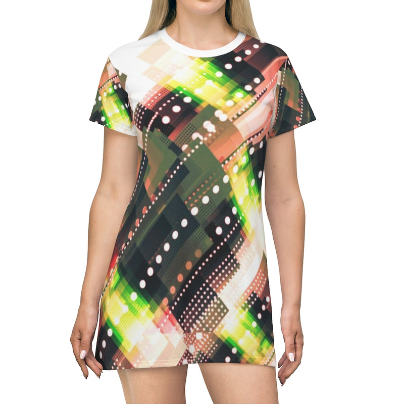 Ribbon Geometric T-Shirt Dress