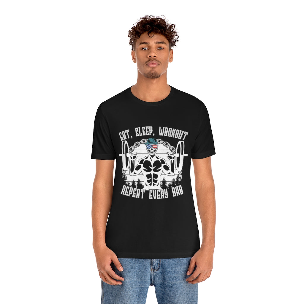 Workout Repeat Unisex Jersey Short Sleeve Tee