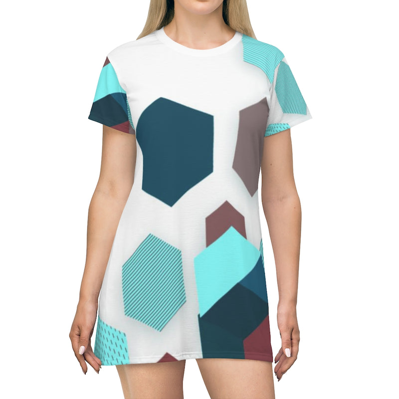 Hexagon Geometric T-Shirt Dress