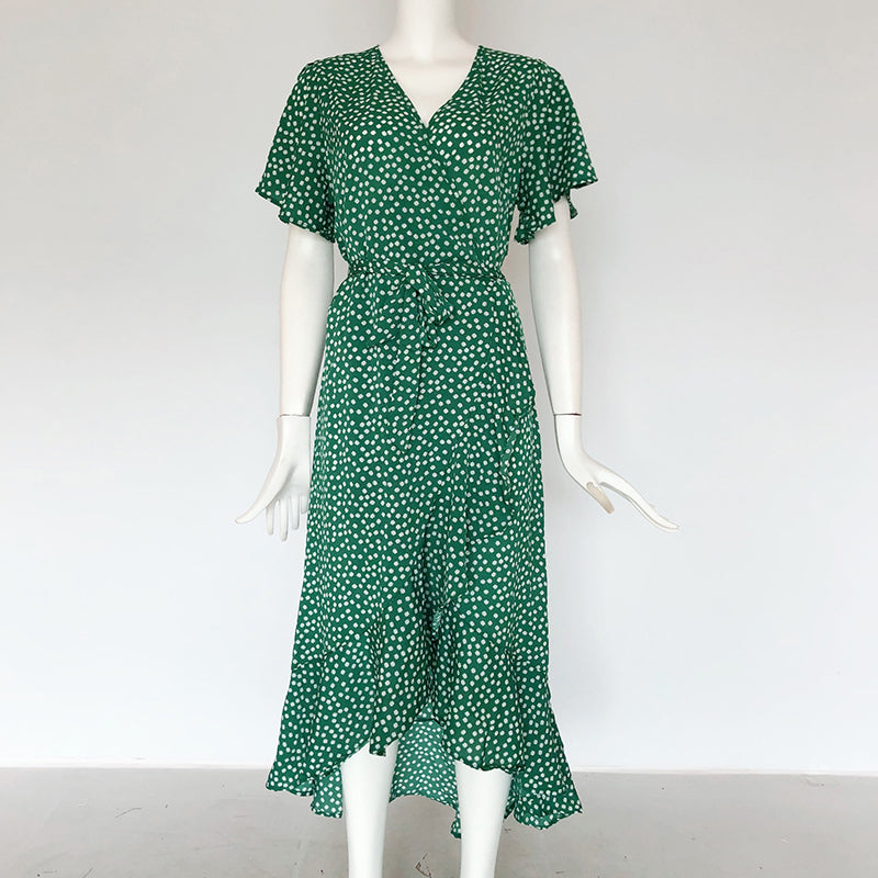 Floral Print Side Split Elegant Women Dress