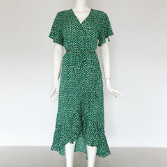 Floral Print Side Split Elegant Women Dress