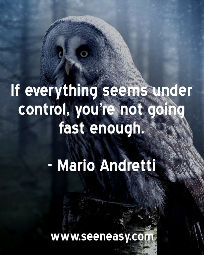 If everything seems under control, you’re not going fast enough.