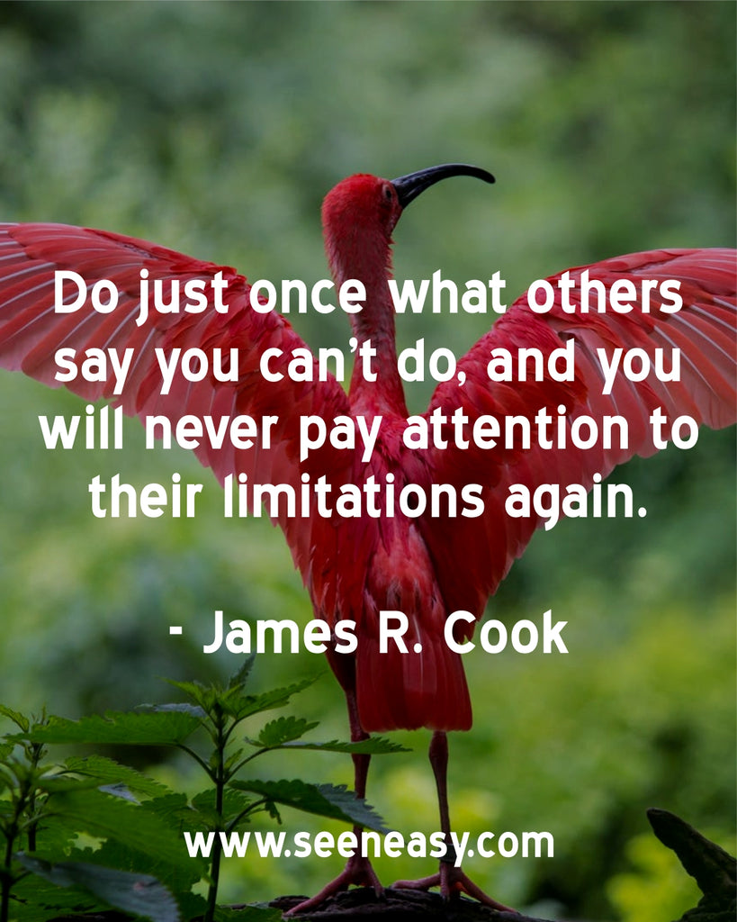 Do just once what others say you can’t do, and you will never pay attention to their limitations again.